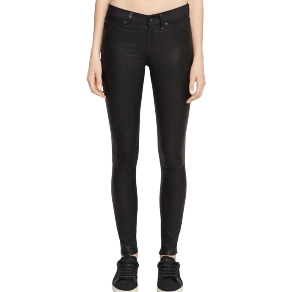 Rag & bone the legging in coated black Shimmer Stretch Jegging Women’s Size 24 - Picture 2 of 12